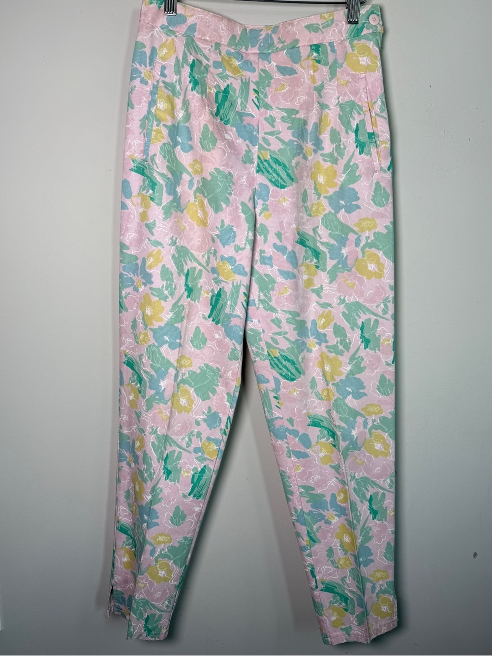 Vintage Organically Grown High Waisted Pastel Floral Pleated Pants Sz 9